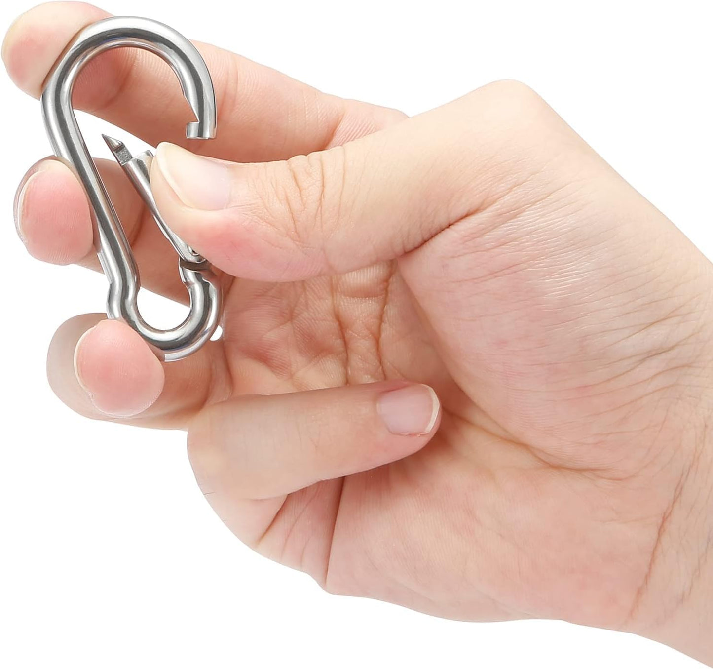 sprookber Stainless Steel Spring Snap Hook Carabiner - 304 Stainless Steel Caribeener Clips, Set of 6