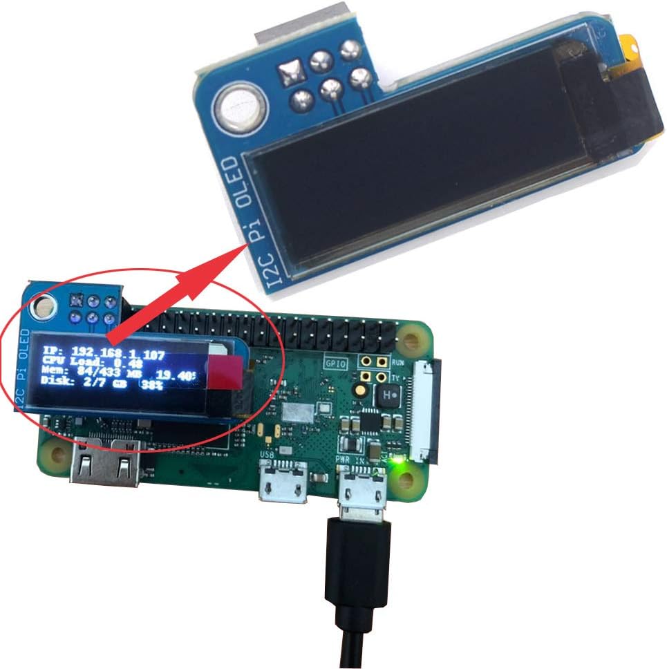 DIYmall 0.91inch I2C 128X32 SSD1306 1pc) PiOLED OLED Display Module for Raspberry Pi (White x