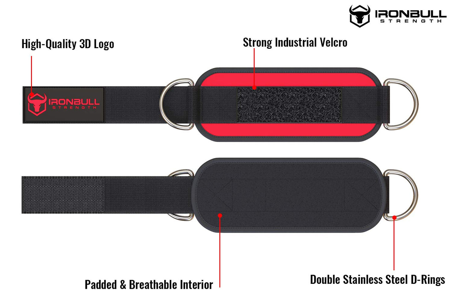 Women's Ankle Strap for Cable Machines & Resistance Bands: Gym & Home Workout Cuff Attachment for Leg Extensions, Kickbacks, Hip Abductors - Booty Exercises (Red, Pair)