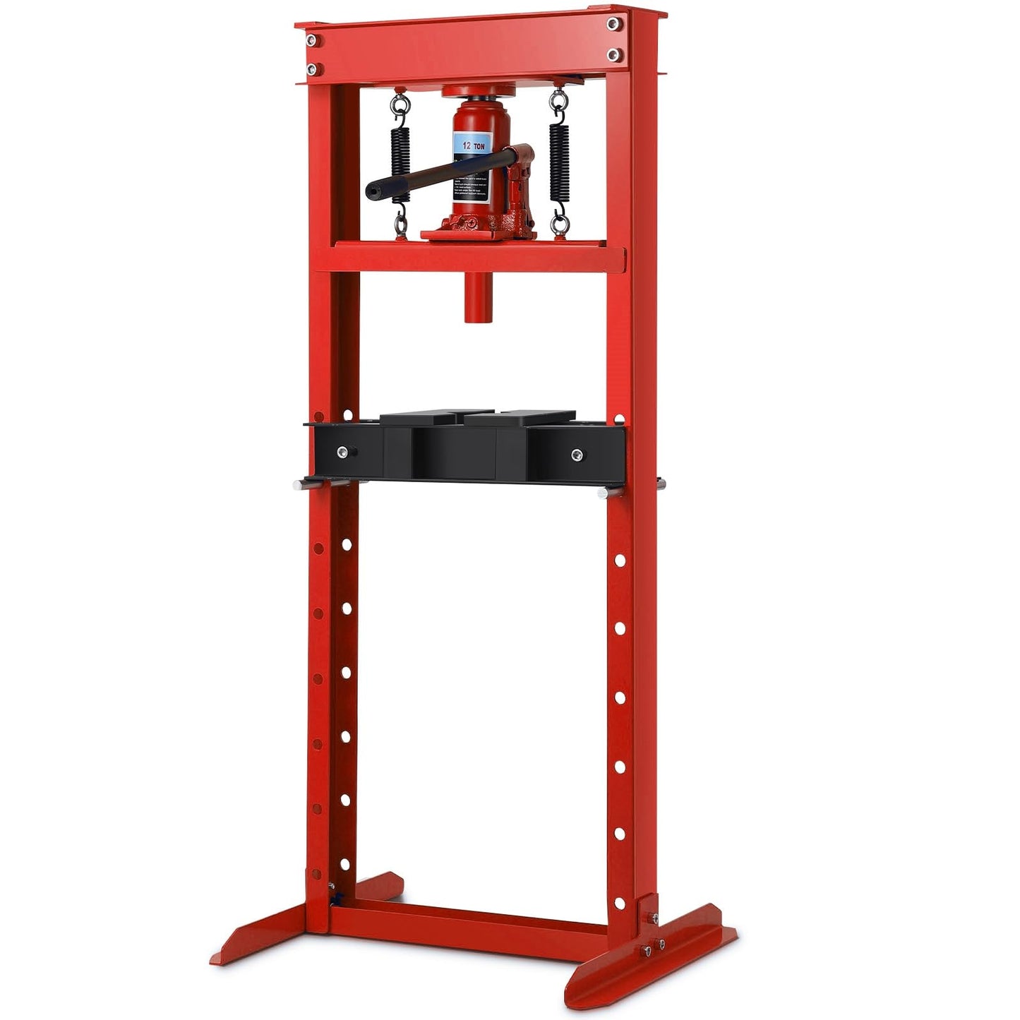 12T Hydraulic Press, 12 Ton H-Frame Garage Floor Hydraulic Shop Press, Adjustable Hydraulic Press with Plates, for Bearings & Ball Joints, Red