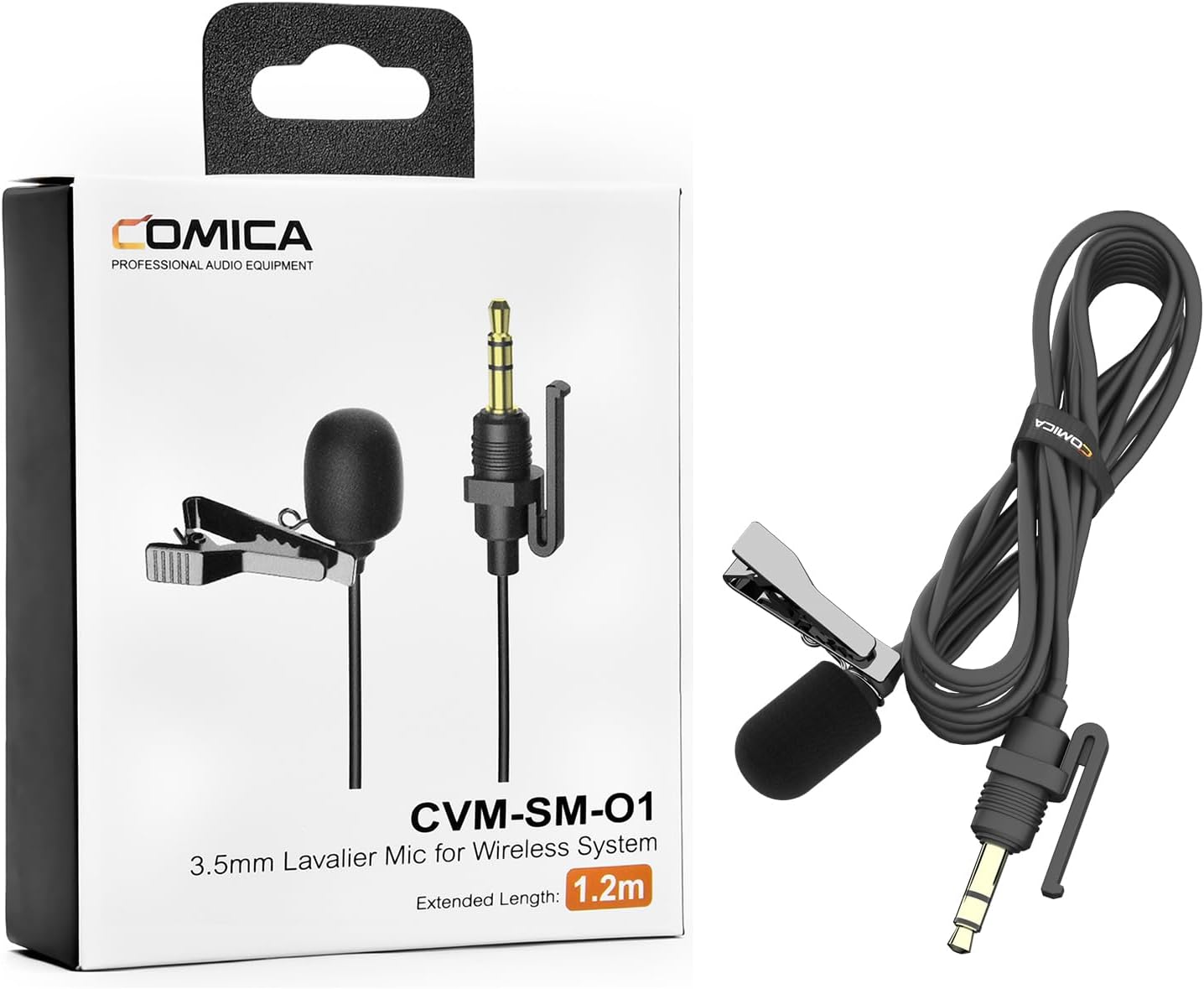 COMICA CVM-SM-O1 Professional Lavalier Lapel Microphone Omnidirectional Clip-on Condenser Mic, Lav Mic for BoomX-D/DSLR