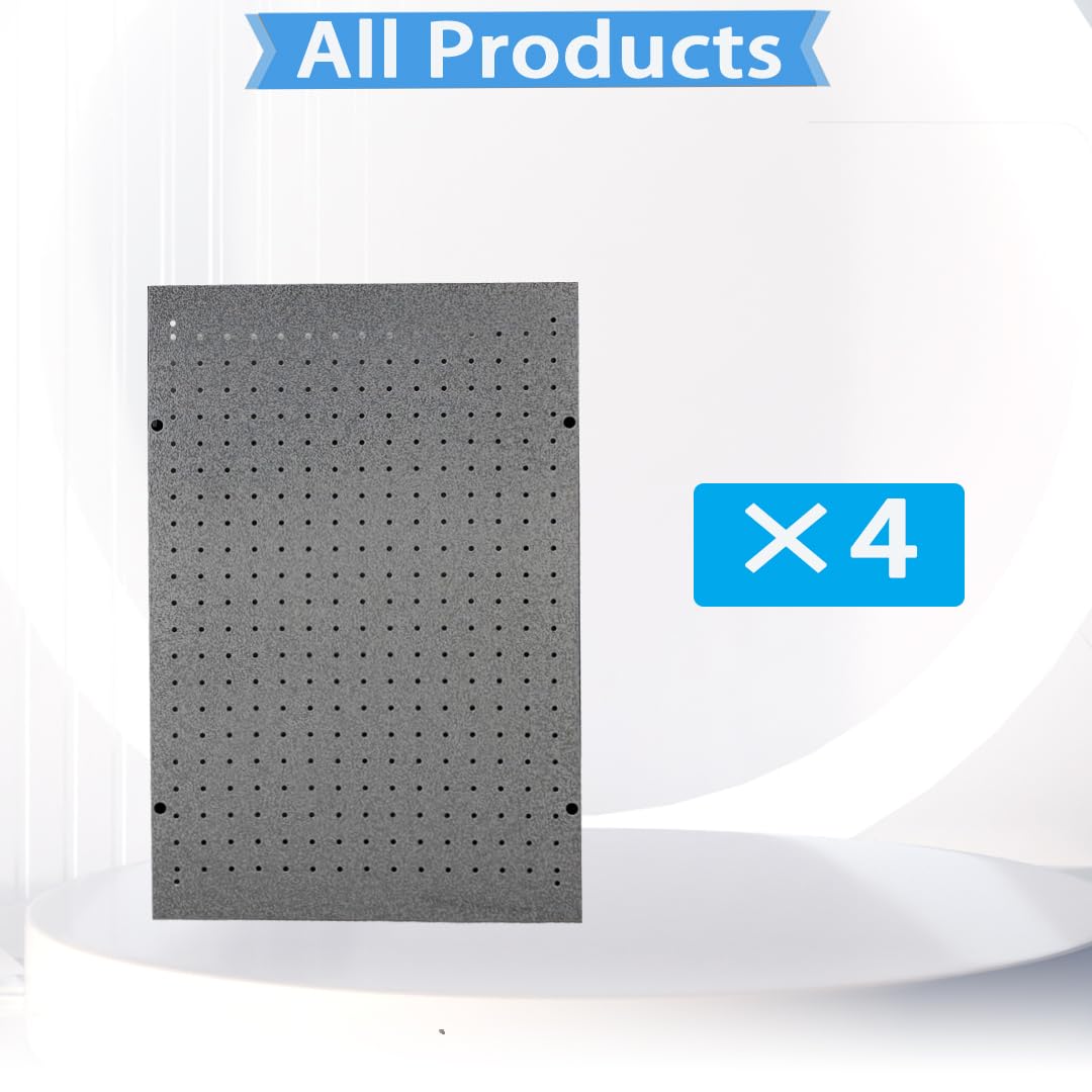 4 PCs Metal Pegboard Wall Panels Heavy Duty Peg Board Tool Organizer Board for Garage Factory, Tool Storage