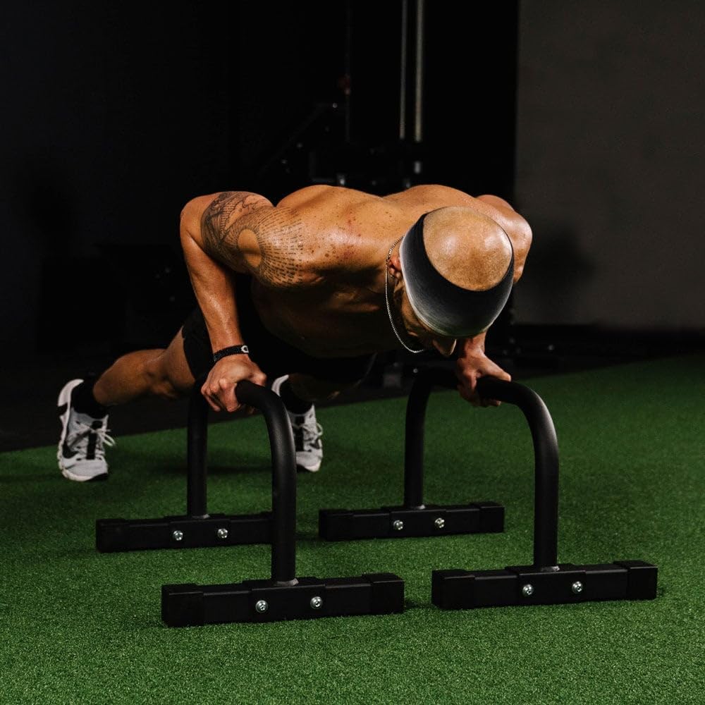 Titan Fitness Parallette Push Up Bar Set, 14in High Perfect for Home and Garage Gym Exercise Equipment, Gymnastics Floor Workout, Calisthenics, Strength Training Parallel Bars