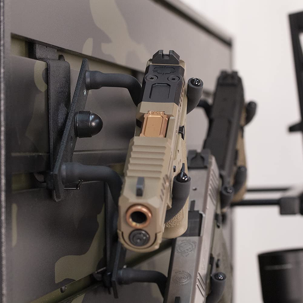 Hold Up Displays - 10 Pistol Hooks - For 3" Slatwall Gun Display System Modular Rack Modern Black Tactical HD09-3SW 10 Pack Made in The USA