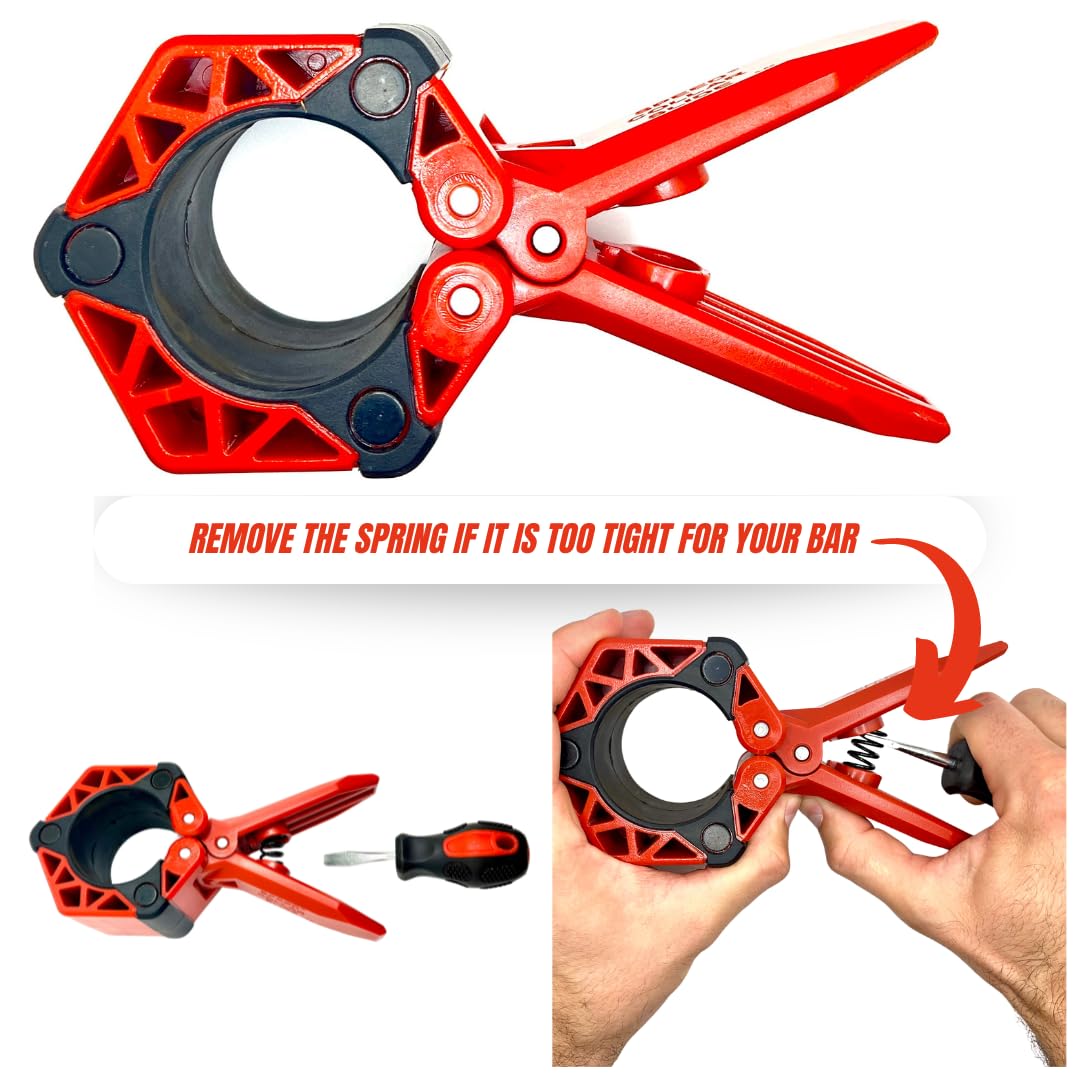 Speed Collar - Next Gen Barbell Clips for crossfitters, Max Weight Capacity, Optimized Bar Locks for Olympic & Power Lifting (Red, Set of 2 Clamps)