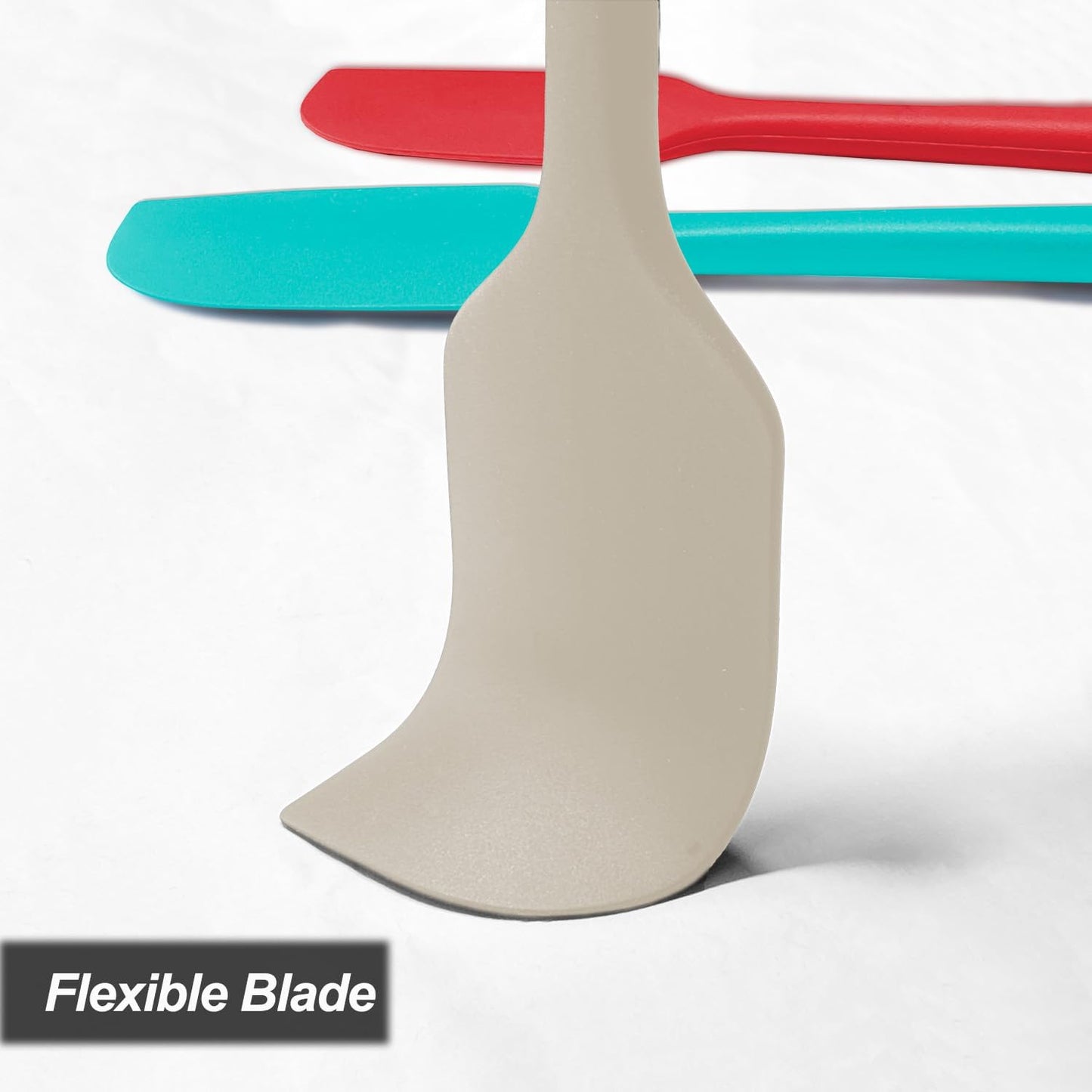 Skiennix Large Silicone Spatula Set - 600°F Heat Resistant, Non-Stick Kitchen Utensils | 11.2 IN, Khaki - Perfect for Baking & Cooking