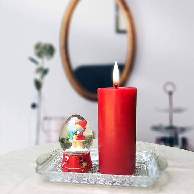 Simply Soson Red Pillar Candles - 3x3 inch Set of 3 - Unscented Decorative Large Candles for Home Decor, Weddings, Holidays