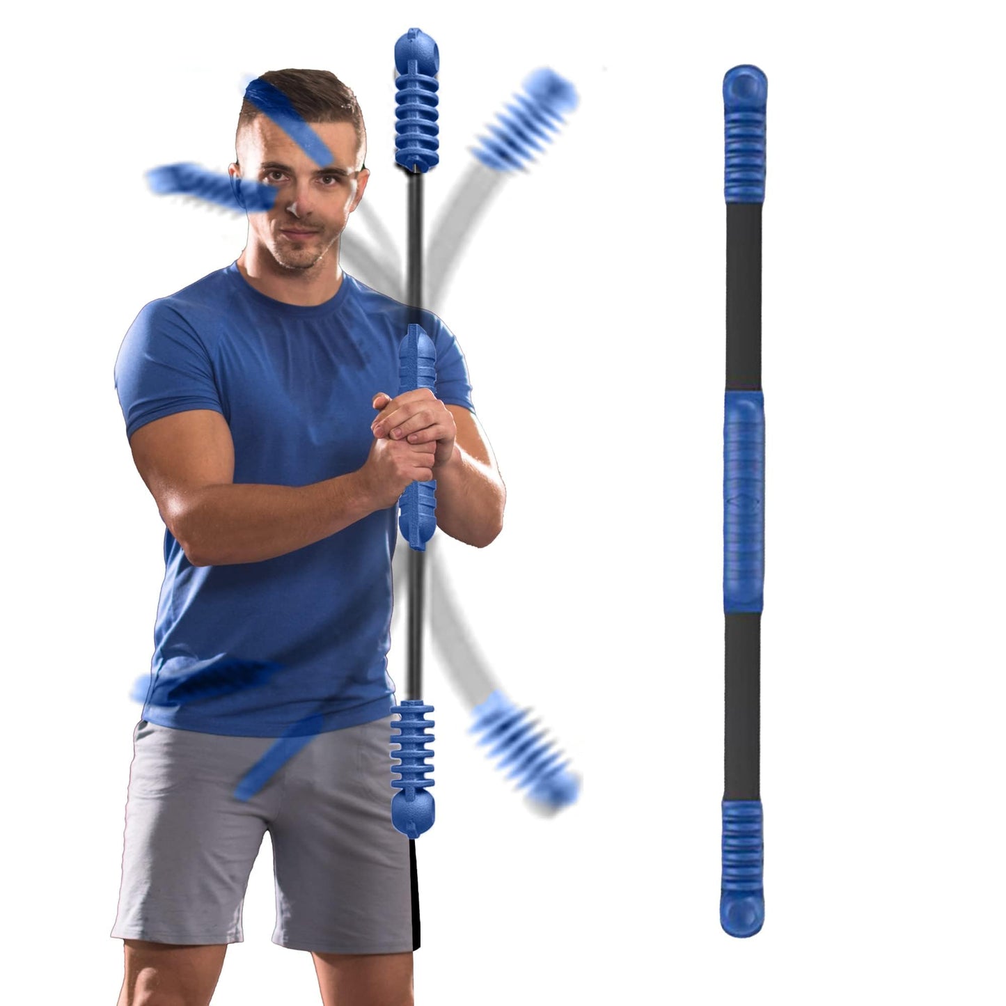 Fitness Bar for Workout, Elastic Exercise Bar, Vibration Weight Stick, Body Physical Therapy,Core Strength Training,Power Twister For Arm,Abdominal Muscles Exercises In Home Gym.