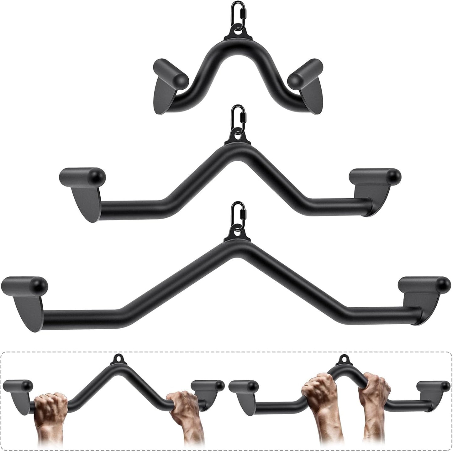 SELEWARE Multifunction-Grip LAT Pull Down Bars W/Heavy Duty Steel Tubing Structure Home Gym Workout Attachments Triceps Press Down Bar for Cable Machine Back Strength Training V-Bar Rowing Set Size L
