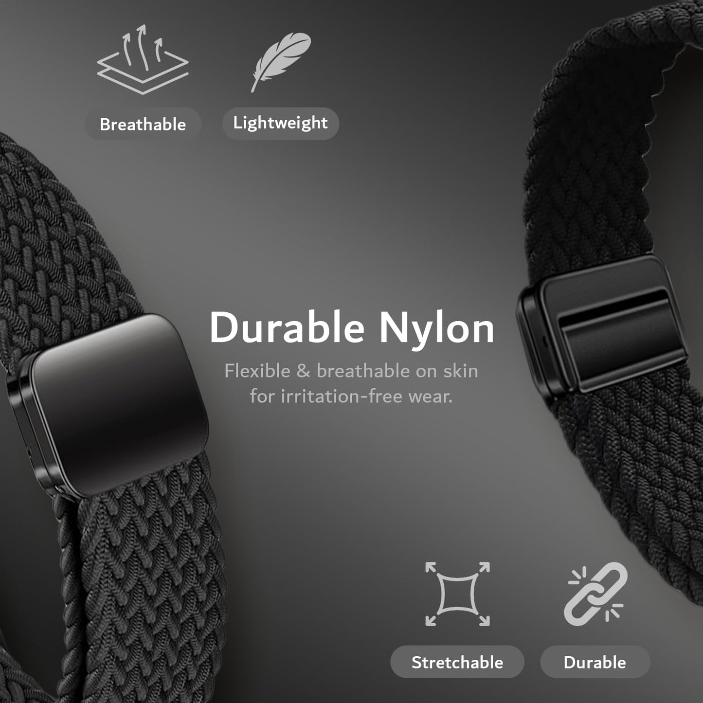 4.8"-9.0" TUDIA Snap On PC Case & Adjustable Braided Magnetic Wristband Compatible with PLAUD NotePin AI Voice Recorder