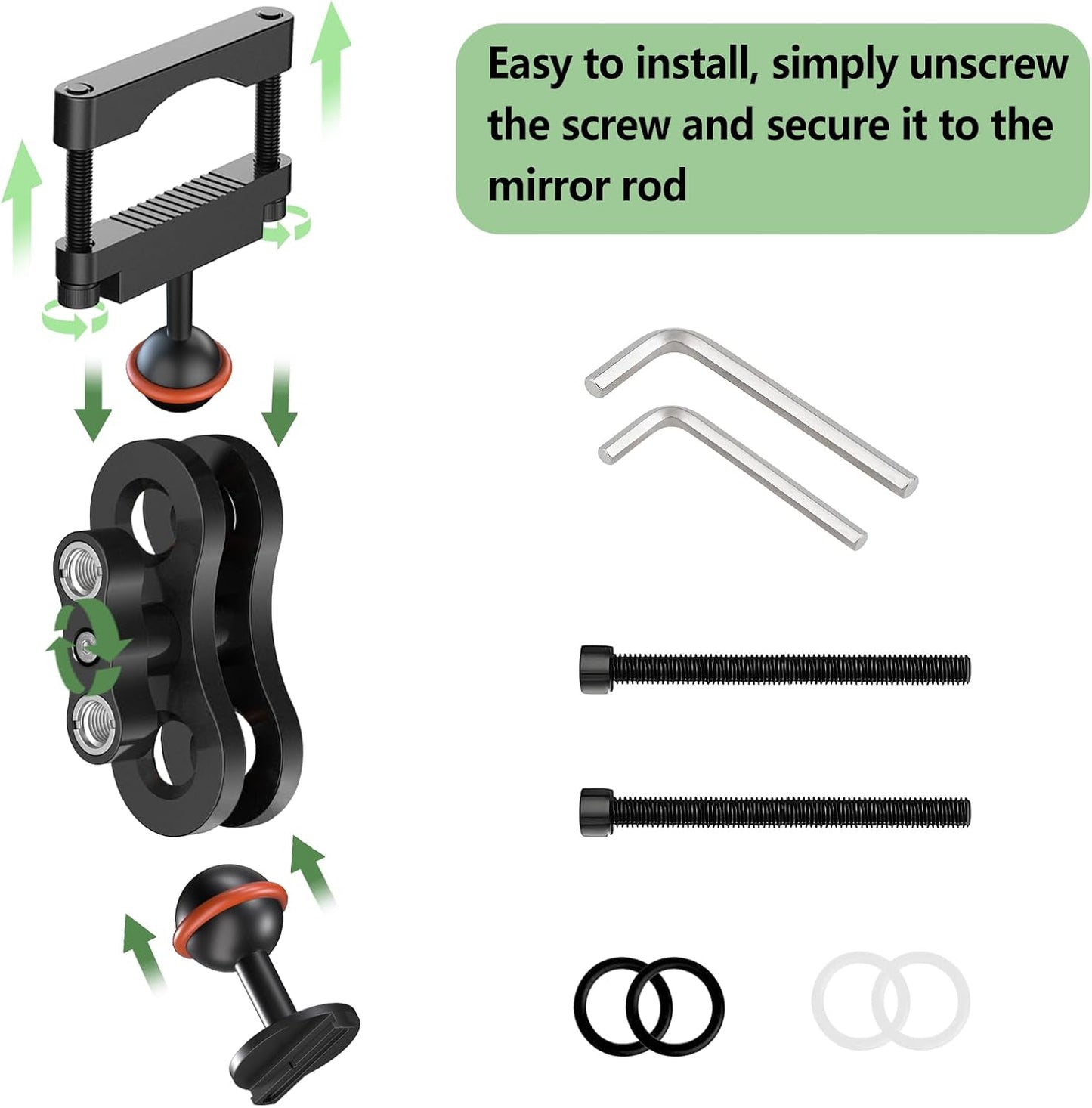 RNVEASS R2-4K, R2-4K R2-4K Dash Cam Mount, Aluminum Rearview Mirror Bracket Installation Kit, for Rove PRO and Dual Car