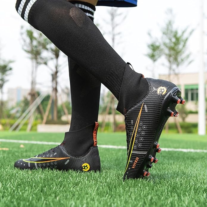 Men's High Tops Soccer Shoes,Lace-Up Athletic Football Cleats Lightweight Indoor/Outdoor TF AG Turf Training Soccer Cleats Sneaker