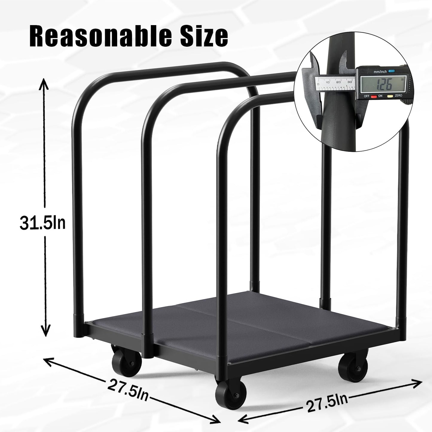 3 Pole Soft Platform Folding Table Cart-Soft Flatbed Panel Cart with 4Inch Swivel Caster 8PCS Folding Table Storage Capacity Soft Platform Truck with 2PCS Straps to Store&Move Lumber,Plywood,Box