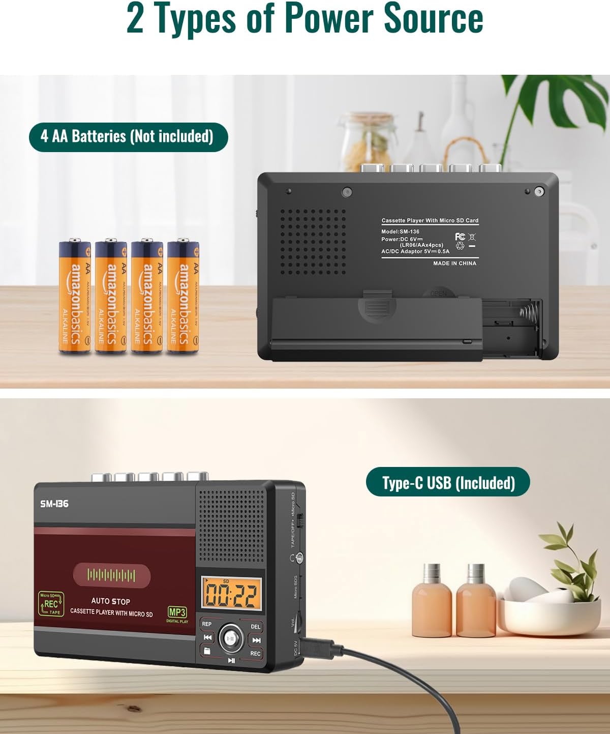 Cassette Cassette MP3 Cassette/Computer/SD 16GB SEMIER Small Tape Player, USB C or SD Card Audio to Digital Converter