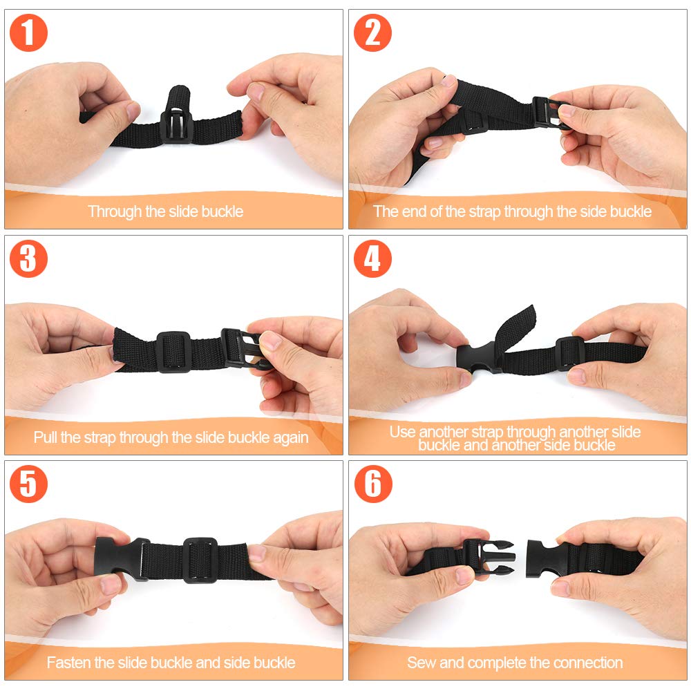 YGDZ 1 Inch Buckles, 35 Side Release Plastic Buckles and Tri-Glide Slides Parachute Black Buckles for Backpack Luggage Strap Pet Collar