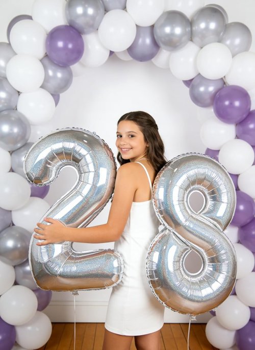 Laser Silver 7 Balloon - 40 Inch Number Balloon for 7th Birthday Decorations | Perfect for Girls and Women