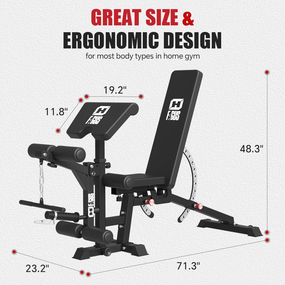 FAGUS H Commercial Smith Machine with Weight Bench Combo, 4000LB Power Cage Squat Rack with Lever Arm, Leg Press, Multi-Function Linear Bearing Cable Crossover Machine for Home Gym, Black