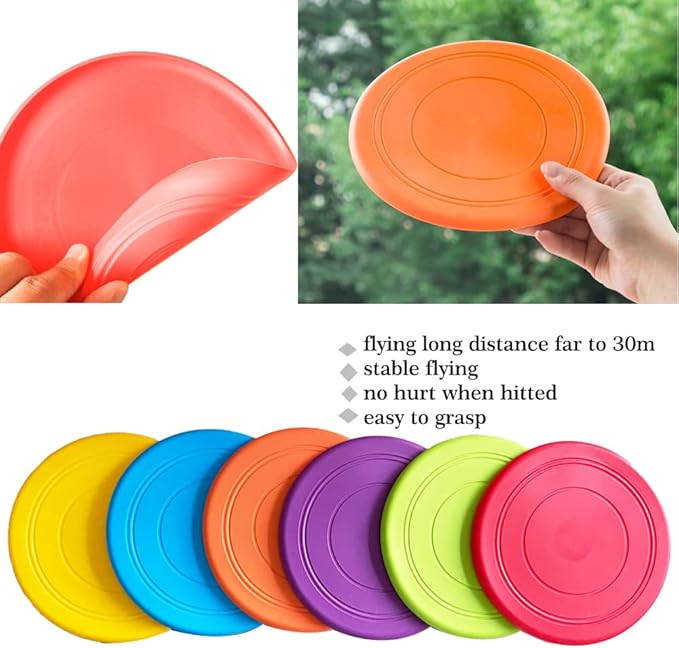 Kids Flying Disc Toy Outdoor Playing Lawn Game Disk Flyer for Kindergarten Teaching Soft Silicone Colorful 6 Pack Bulk Set…