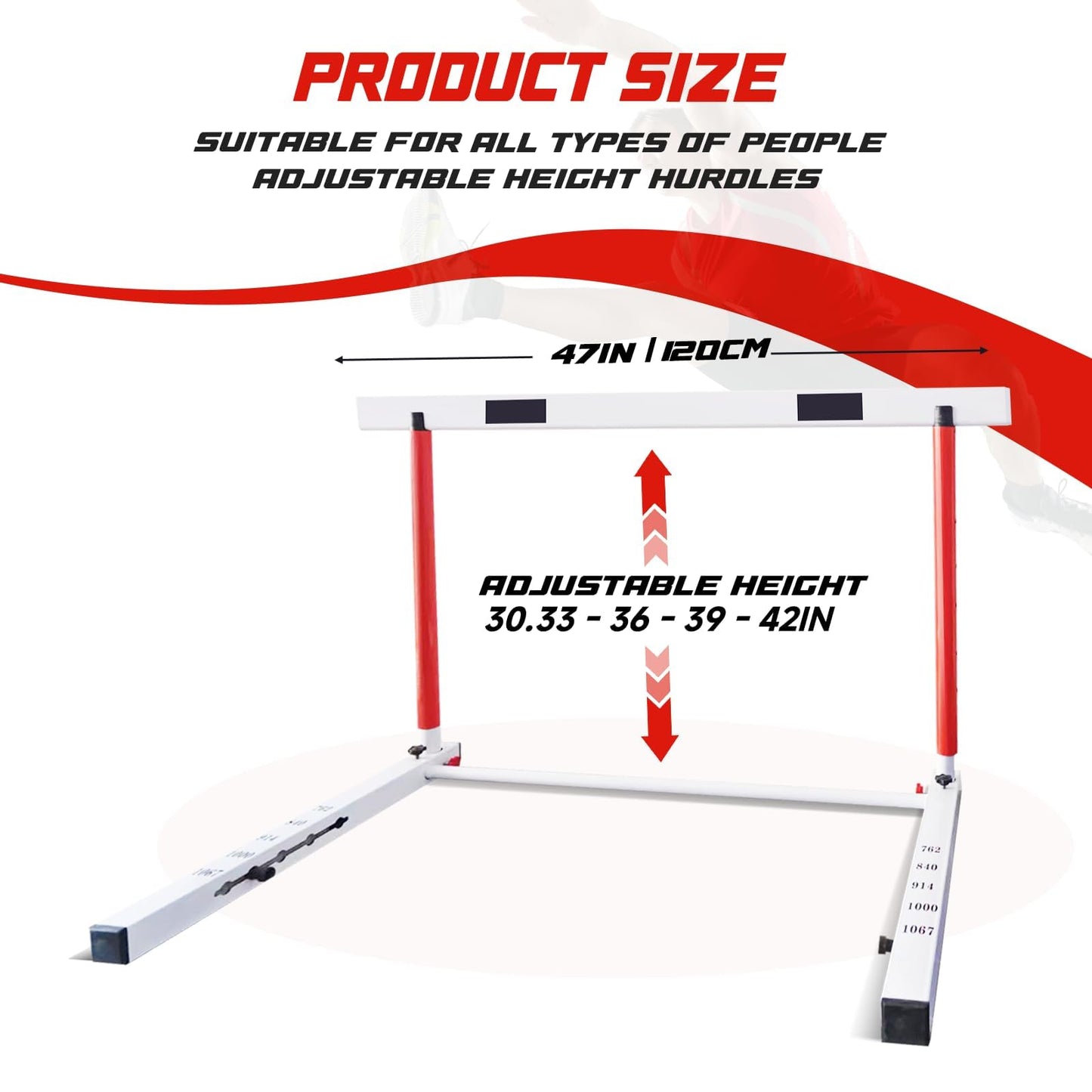 DRKSBESTO Adjustable Track and Field Hurdles Height Sports Training Hurdle with Counterweight Heavy Duty Track and Field Equipment Practice Training from 30 to 42 Inch for Athletes Adults(2 pcs)