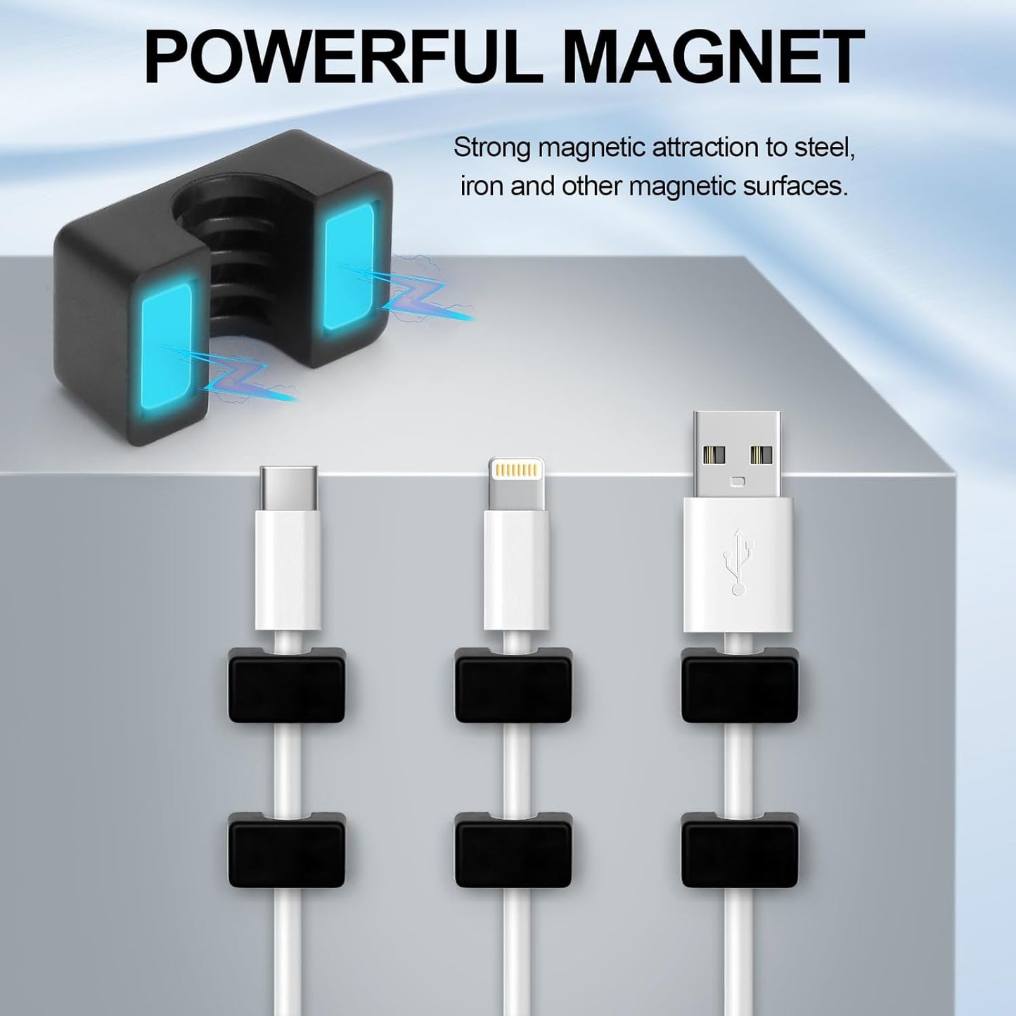 Bonsture 10 Pack Magnetic Cord Holder, Cable Clips - Strong Magnet Wire Management for Office, Under Desk, Nightstand