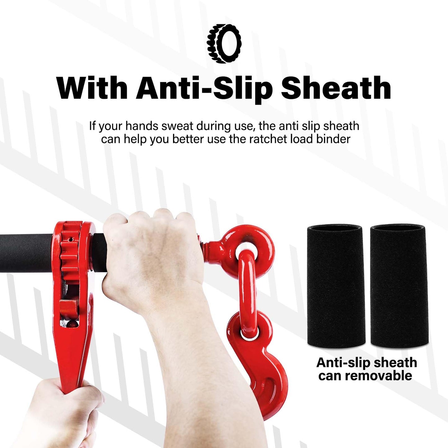 Lechansen Chain Binders Ratcheting 5/16”-3/8” with Grab Hooks 5,400 LBS Secure Working Load, Adjustable Length Heavy Duty Ratchet Binders for Grade 70-80 Chains, Towing, Tie Down, Hauling, 4 Pack