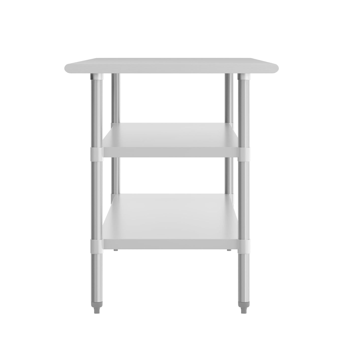 Flash Furniture Stainless Steel 18 Gauge Work Table with 2 Undershelves - 72" W x 30" D x 34.5" H, NSF