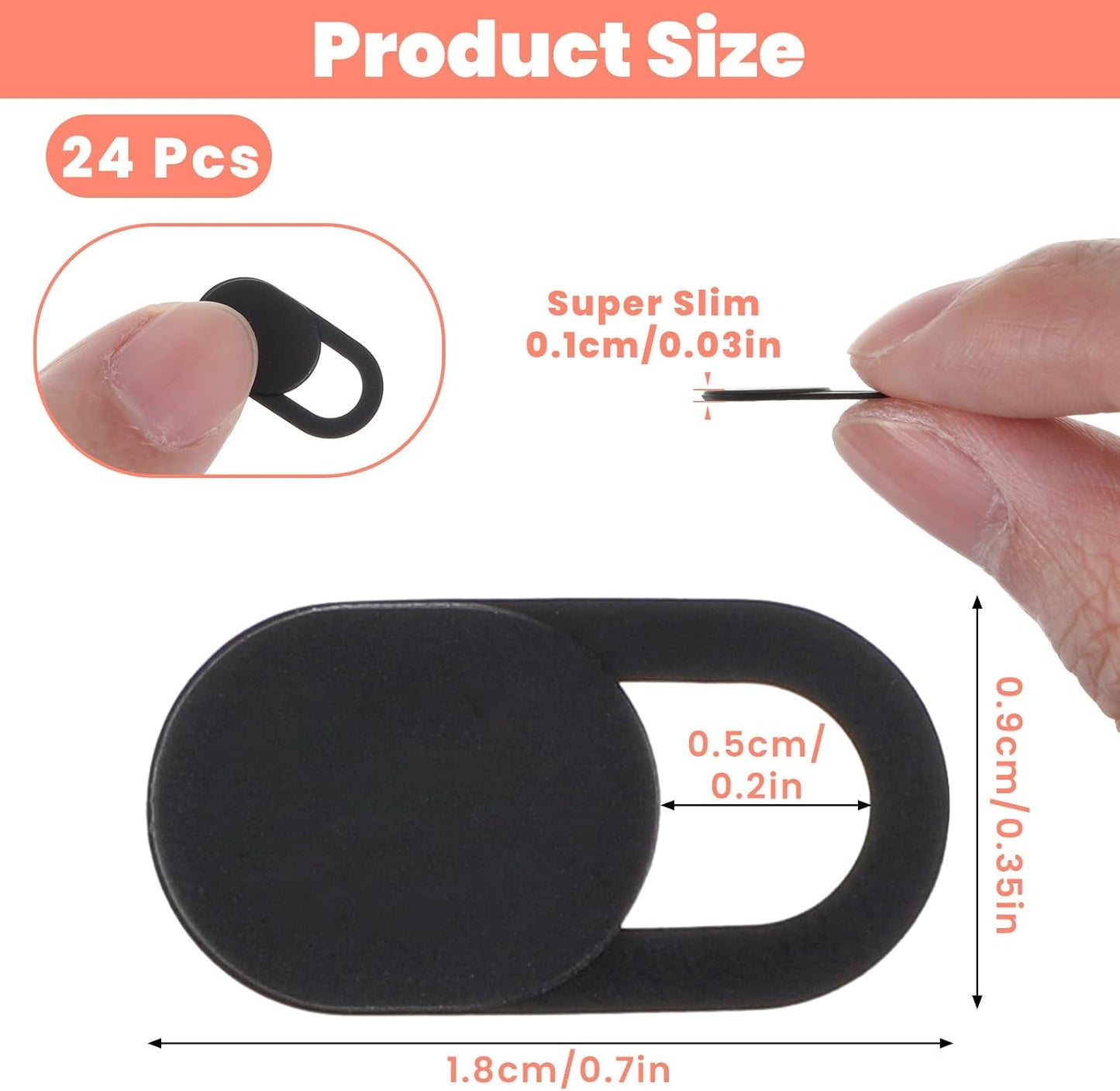 DOPENSPI 24PCS Camera Cover Slide, Ultra-Thin Phone Camera Cover Plastic Cameras Blocker Slider Webcam Covers for PC