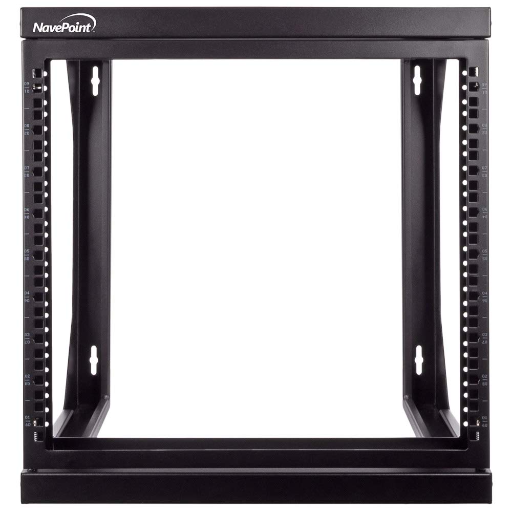 NavePoint 9U Open Frame Server Rack for 19" Network Equiment & 1U Cantilever Vented Server Shelf for 19-inch Equipment - 10-inch 250mm Deep