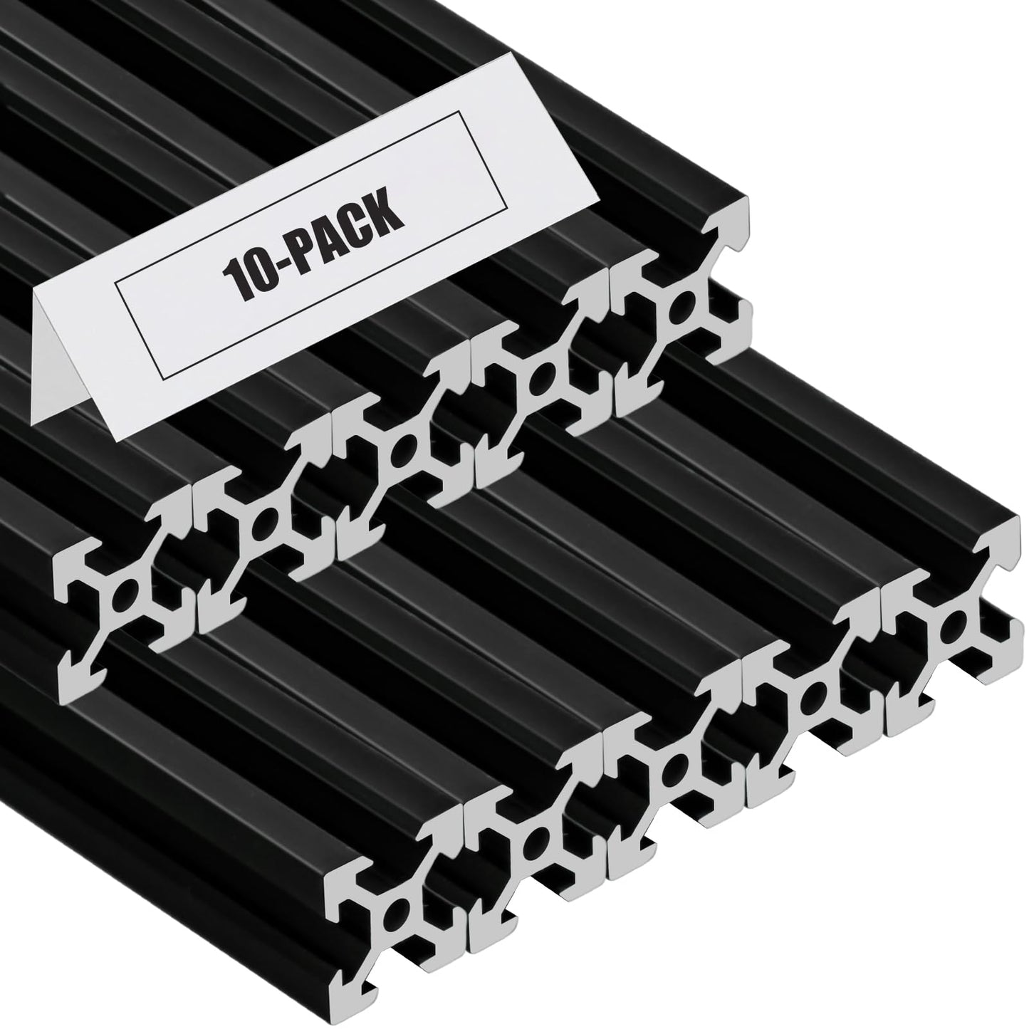 2020 V Aluminum Extrusion, 10PCS 2000mm European Standard Anodized Extruded Aluminum Profile Extrusion Linear Rail for 3D Printer and CNC Machine DIY Projects- Black
