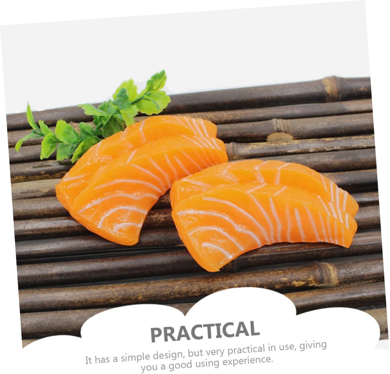 2pcs SUPVOX Realistic Artificial Salmon Slice Models Simulation Sashimi Decor for Home Restaurant and Kitchen Display