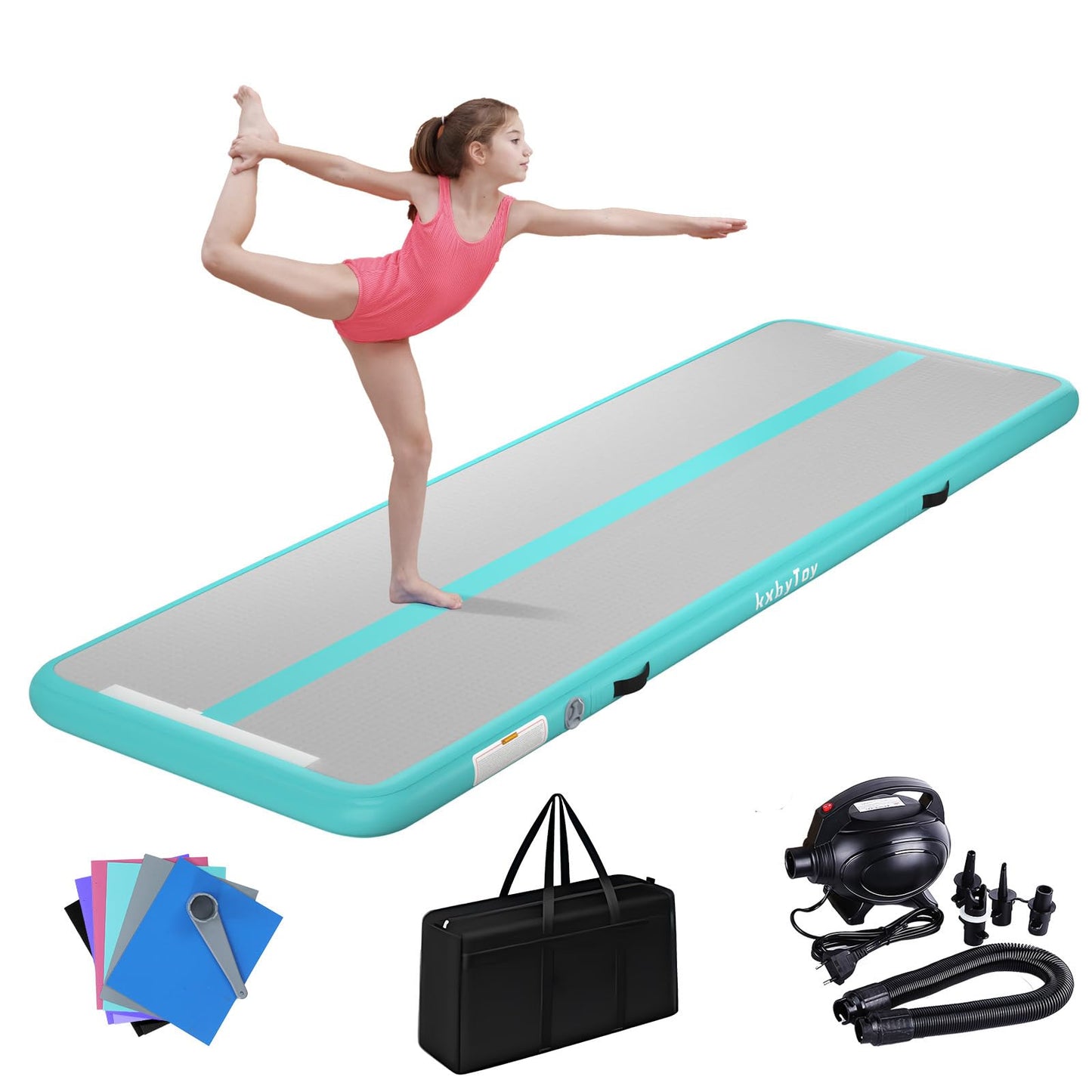 Air Mat Tumble Track 4 inches Thickness Inflatable Gymnastics Mat for Home Use/Training/Cheerleading/Yoga 10/13/16/20ft With Electric Air Pump