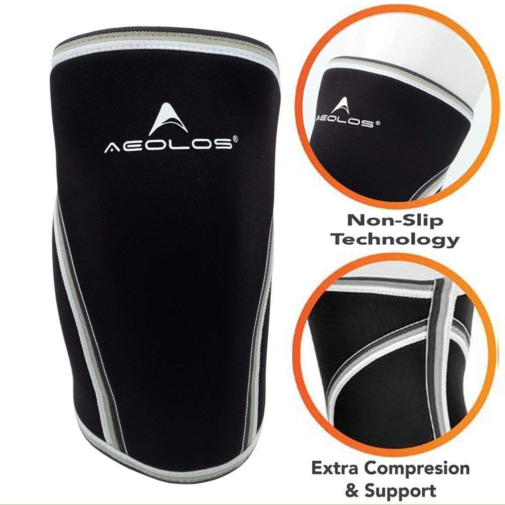 Knee Sleeves (1 Pair)，7mm Compression Knee Braces for Heavy-Lifting,Squats,Gym and Other Sports (Large, Black)