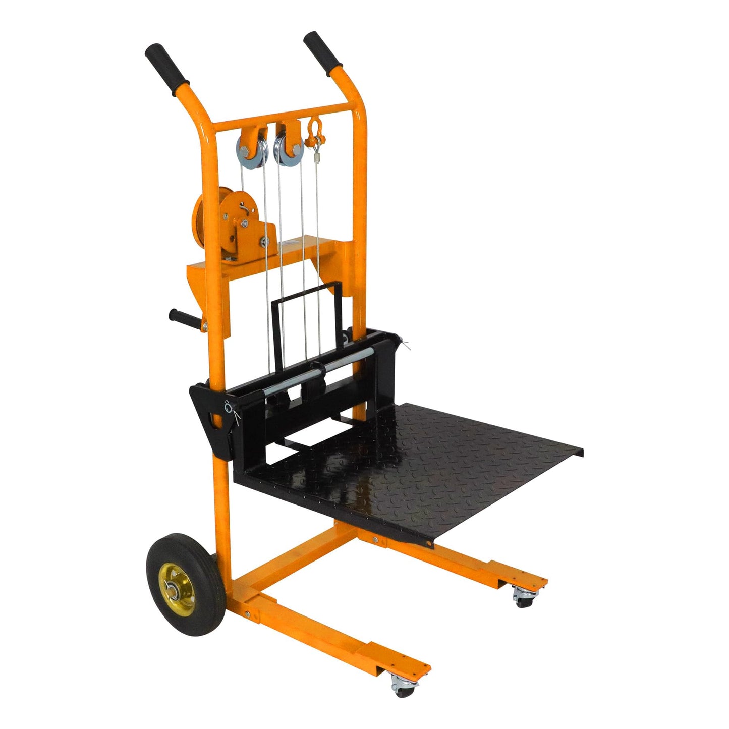 APOLLOLIFT Material Lift Winch Stacker, 440 lbs Capacity 35.4" Lifting Height, Manual Stacker Pallet Jack Truck Dolly with Swivel Casters and Lift Plate