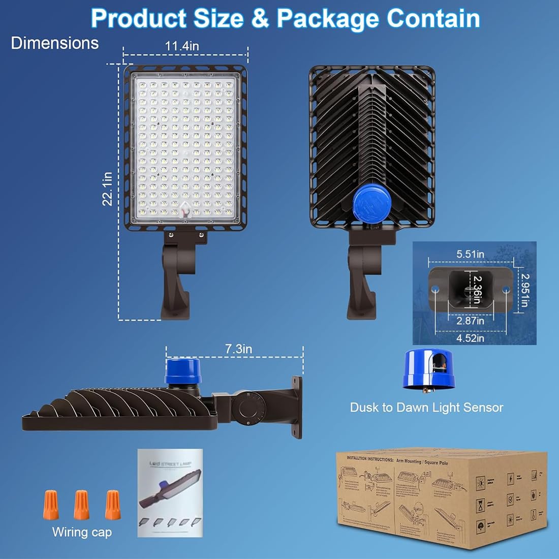 BIRITALO LED Parking Lot Light Commericial 350W 52500LM Bright Arm Dusk to Dawn LED Flood Lights Wall Mount Outdoor 5000K 100-277V IP65 Waterproof Shoebox Street Lighting for Park,Stadium,Barn 3 Pack