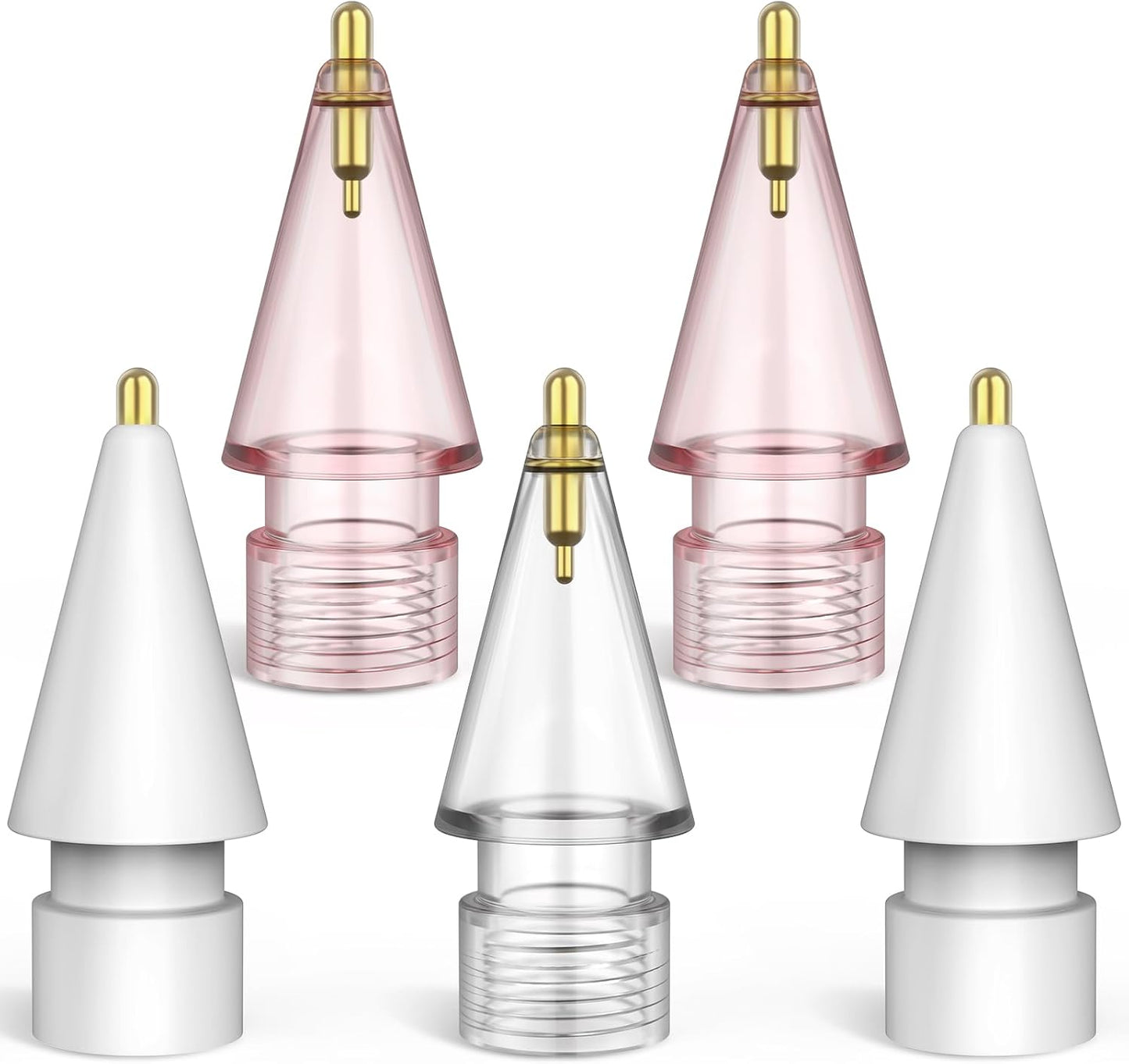 BOBEN 5 Pack 2nd 1st Clear Pencil Tips for Apple Pencil Generation and Generation Fine Point Metal Tip, Wear-Resistant