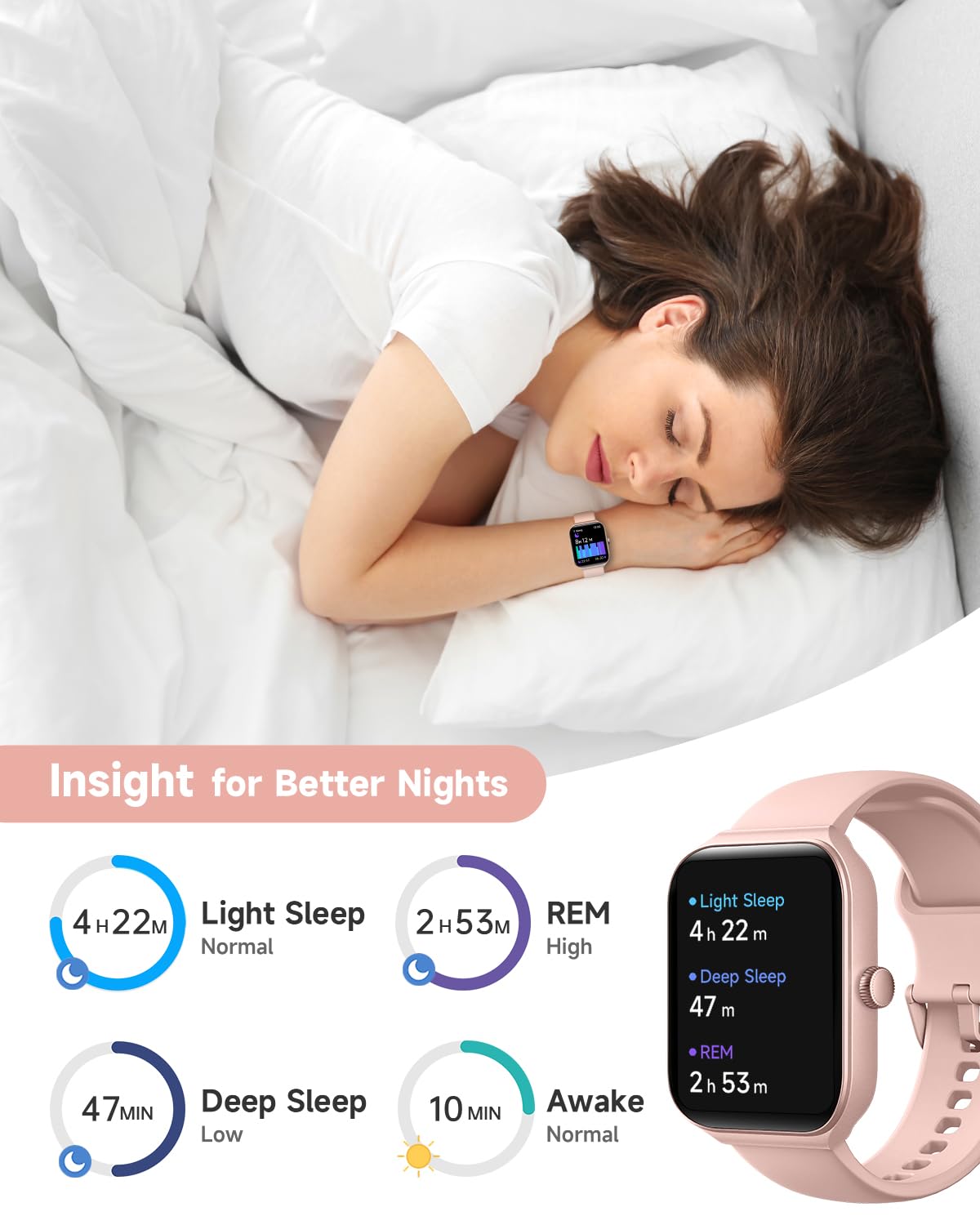 TOOBUR Smart Watch for Women Alexa Built-in, 1.95" Fitness Tracker with Answer/Make Calls, IP68 Waterproof/Heart Rate/Sleep Tracker/100 Sport Modes, Fitness Watch Compatible Android iOS