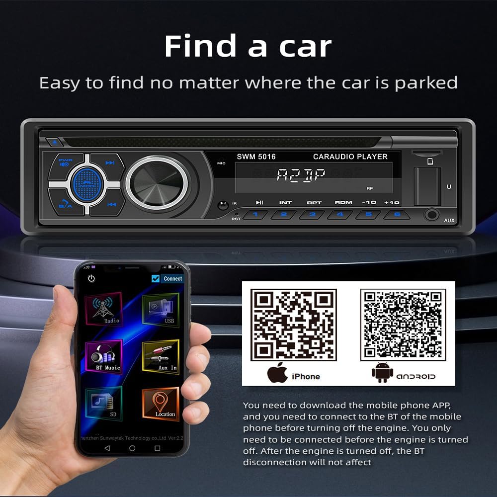 WEPARTICULAR Player,MP3 Single Din Car Stereo CD DVD USB Music Unit Car Radio,Support Bluetooth FM/RDS/USB/AM