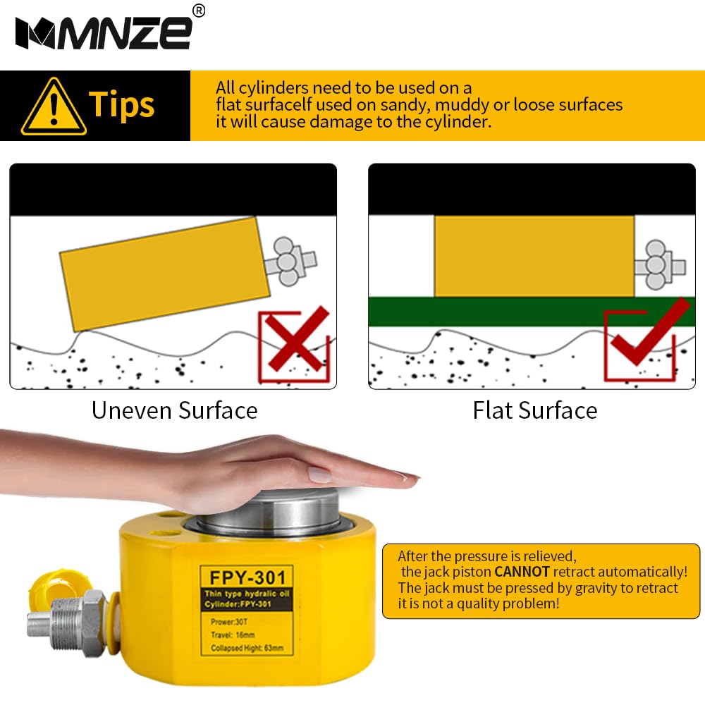 MMNZE 30T 14mm/0.55" Stroke Hydraulic Cylinder Jack Sets Mini Hydraulic Ram Jack Porta Power Kits Retract Automatically Split Hydraulic Single Acting Lifting Cylinders with CP-700 Hydraulic Hand Pump