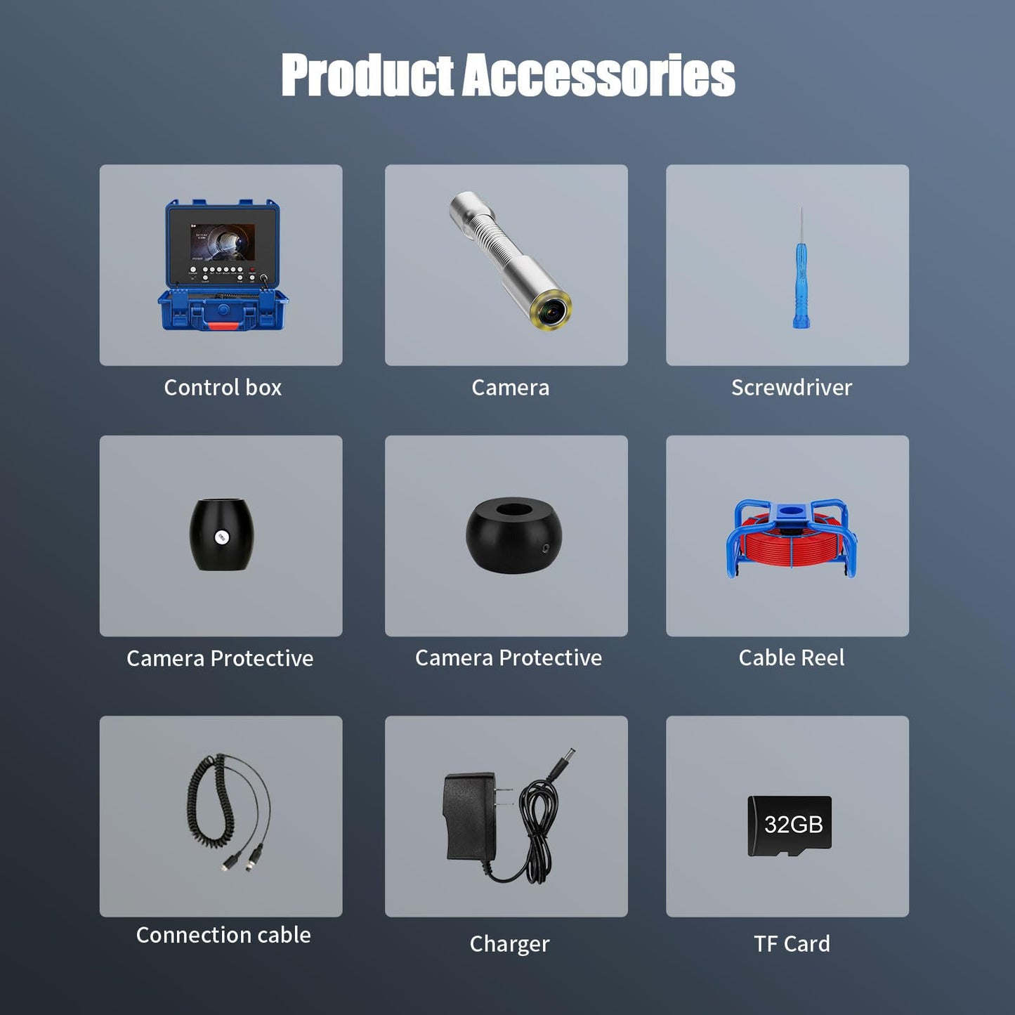 Sewer Camera with 18mm 512hz Transmit,Pipe Inspection Camera 7" DVR Waterproof IP68 Borescope Plumbing Drain Endoscope 32GB Card for Home Wall Duct Drain Pipe Plumbing