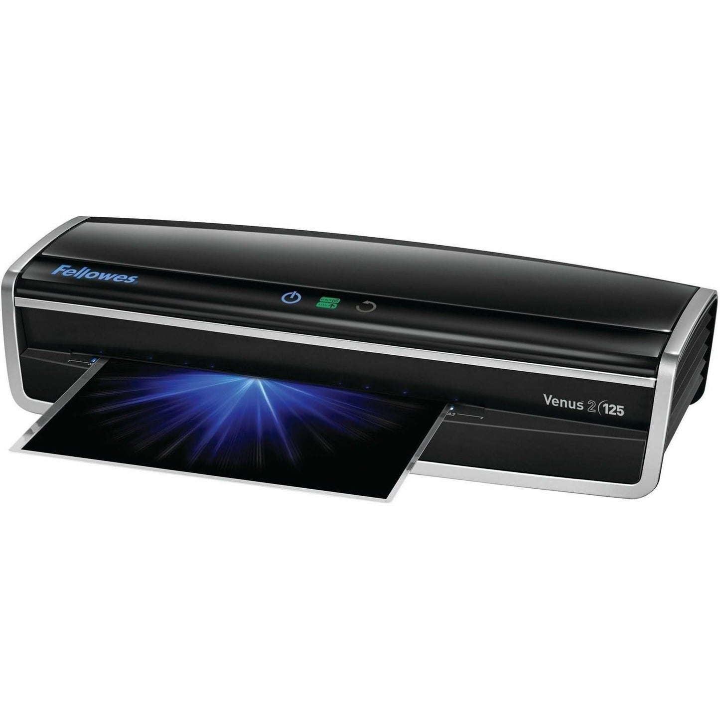 Fellowes Laminator Venus 2 125, Rapid 30-60 Second Warm-up Laminating Machine, with Laminating Pouches Kit (5734801), Black, Silver, 5.1" x 21.3" x 8.2"