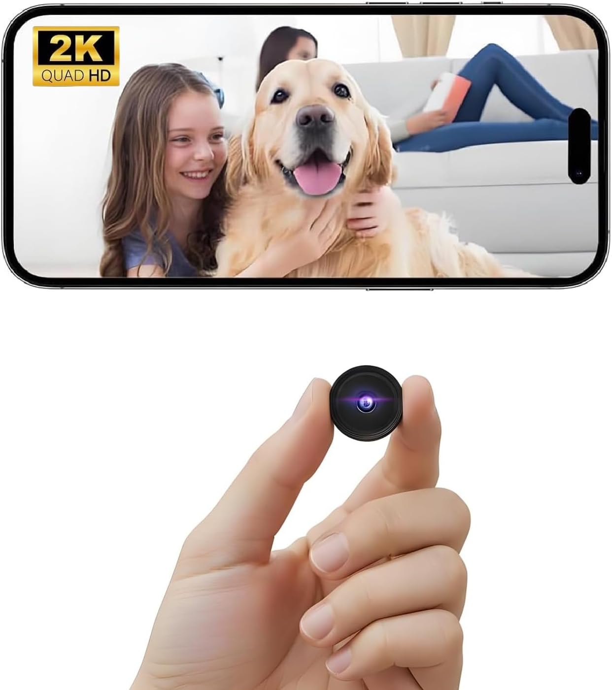 ELEFOCUS Camera,2K Hidden Mini Camera,Nanny Cam Hidden Camera,WiFi Spy Camera with Night Vision & Motion