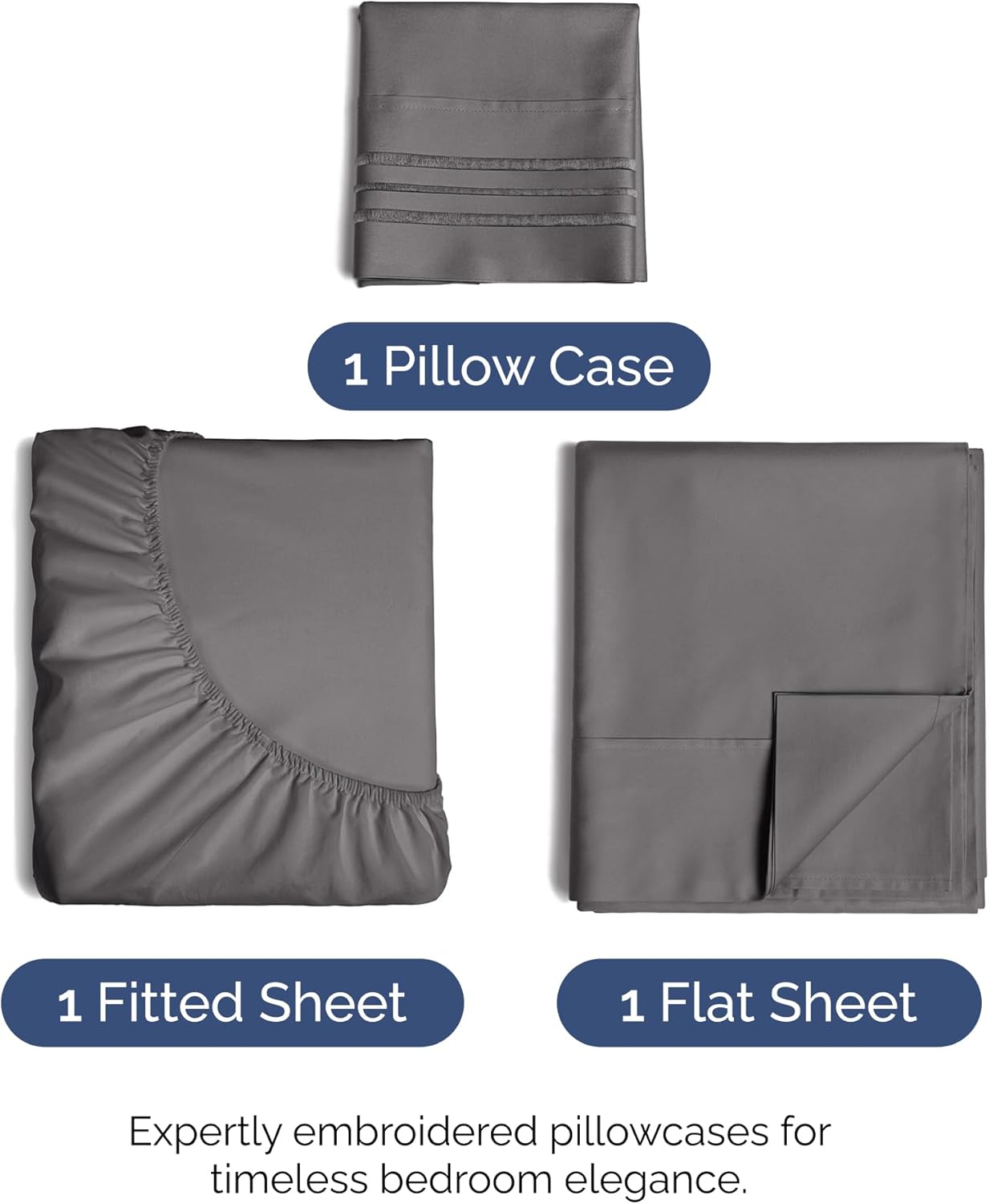 Skiennix Twin XL Sheet Set - Comfy Cooling Bed Sheets - Hotel Luxury Bedding - Deep Pockets, Dark Grey