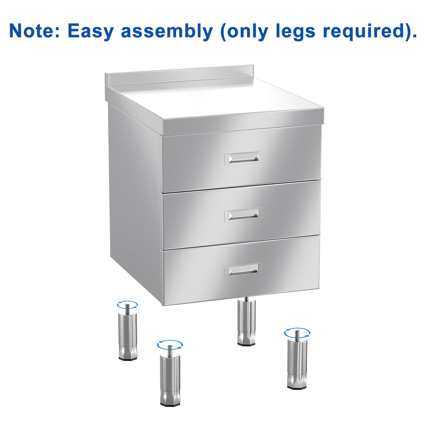 ZZV Stainless Steel Kitchen Cabinet Outdoor Kitchen Drawers with Handles Triple Access BBQ Drawers for Outdoor Garage Warehouse Restaurant, No Assembly Required, 21.66 x 19.68 x 35.43 in