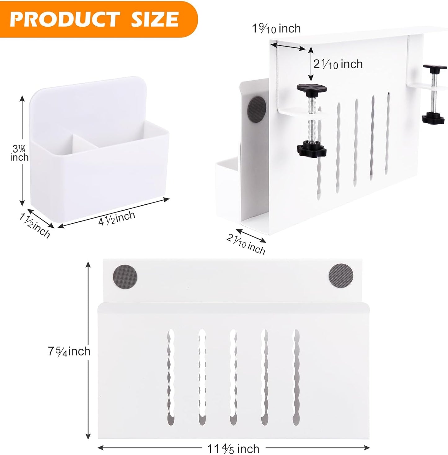 Desk Side Storage, Under Desk Laptop Mount, Table Side Hanging File Organizer, No Drill Clamp On Cable Management Tray