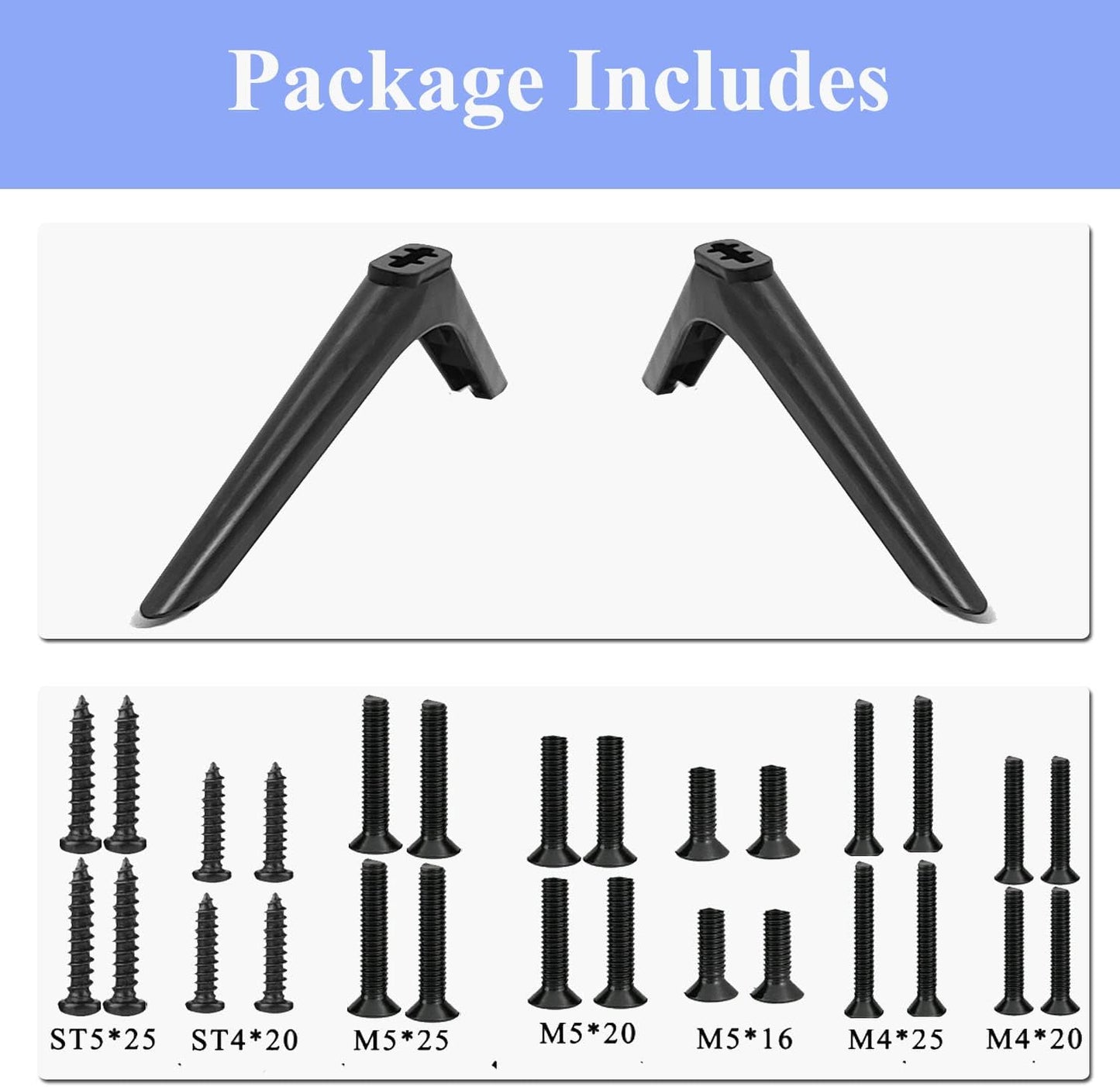 2-Be-Best 40in 42in 45in 46in 49in 50in 55in 60in 65in TV Stand Legs for RCA Roku Replacement Feet for Smart TVs TV