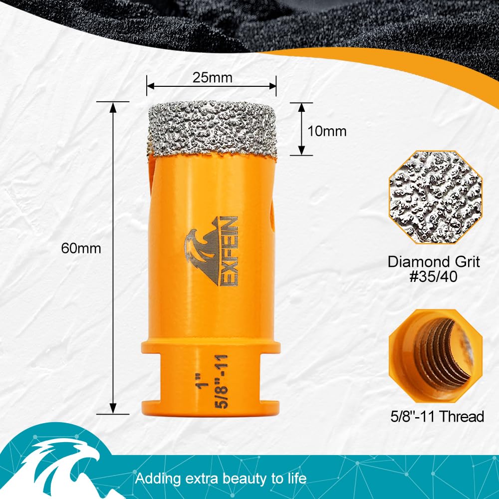 EXFEIN Diamond Core Drill Bit ，EXFEIN Tile Hole Saw Kit 12pcs