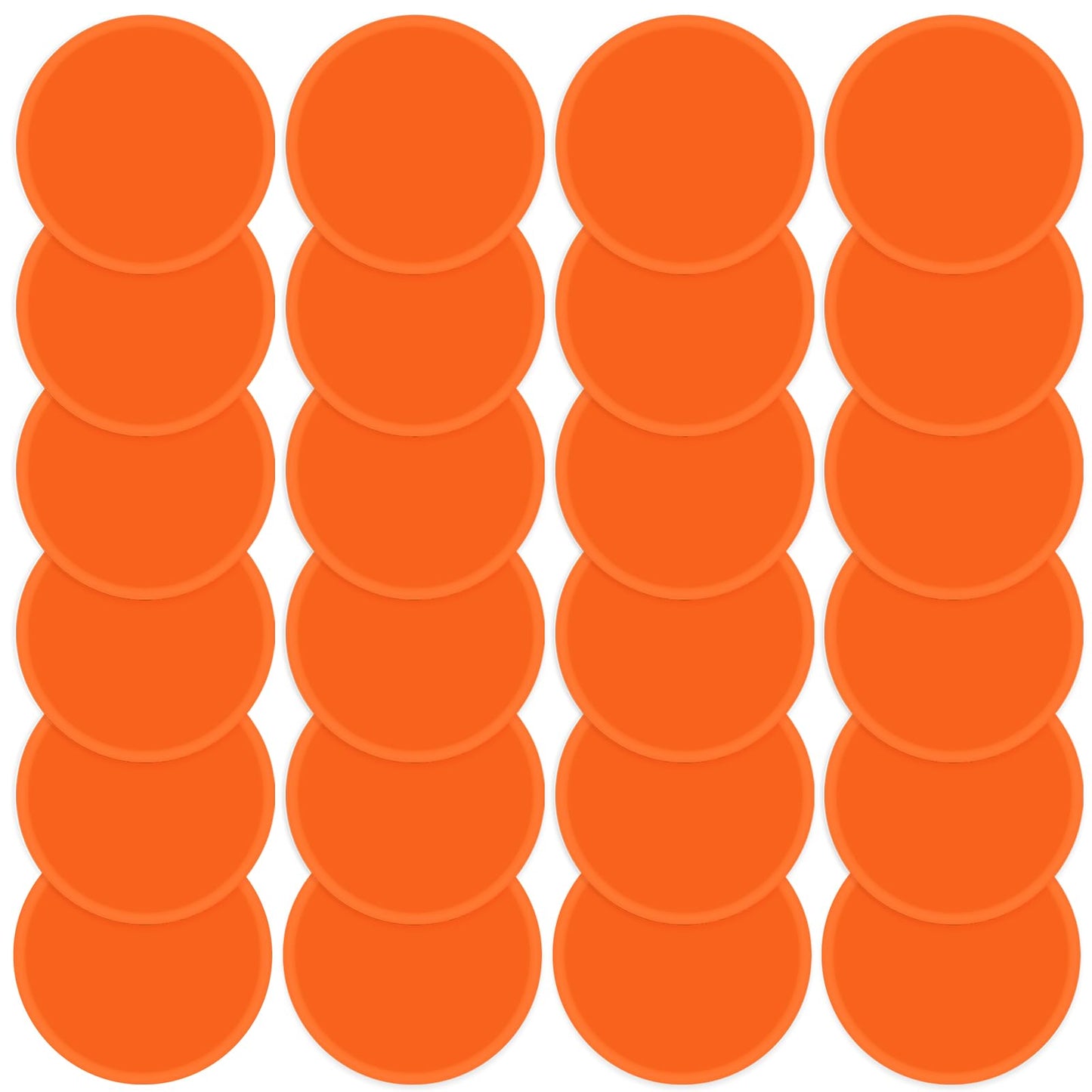 TuXHui Poly Spots 4 inch Flat Cones Spot Markers for Gym/PE Training, Dance, 24 Pcs Non-Slip Rubber Floor Dots Flat Disc Markers for Soccer Basketball Sports Agility Drills, Classroom Activities