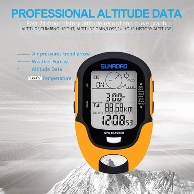 Digital Altimeter Portable Compass with Weather Forecast Multi Function Altimeter Barometer for Hiking, Camping, RVs and Outdoor Activities