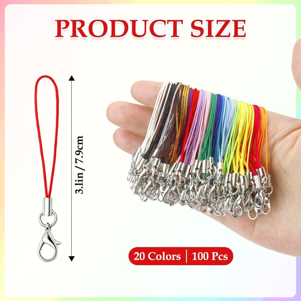 100 Phone Charms Strap, Pcs Cell Phone Lanyard String, Keychain String Bulk Phone Charm Lanyard Charm Strap for Hanging
