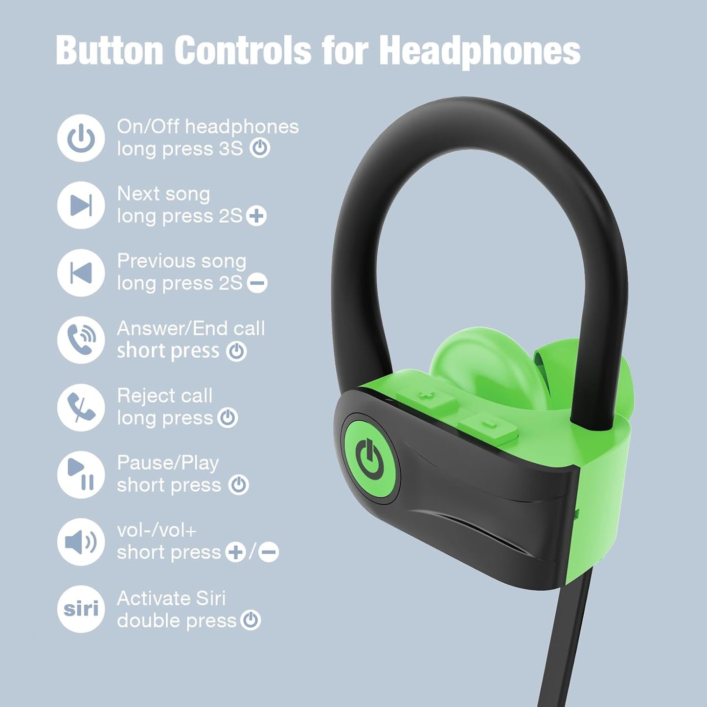 5.3 IPX7 16 Boean Wireless Headphones Workout Headphones Bluetooth with Rating Workout Running Headphone with Hours